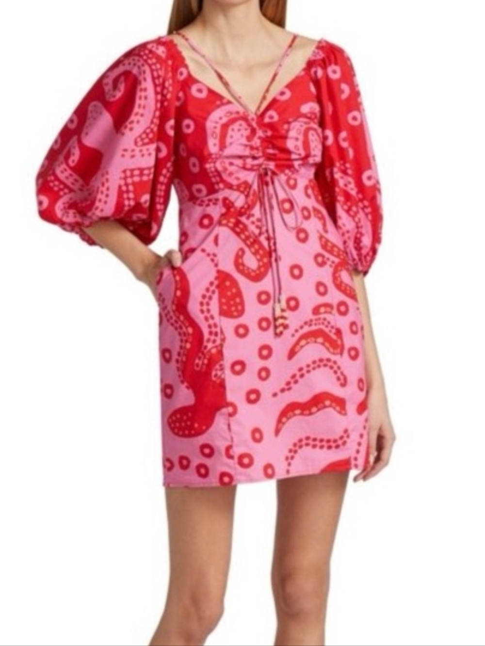 Farm Rio Octocool Puff Sleeve Mini Dress